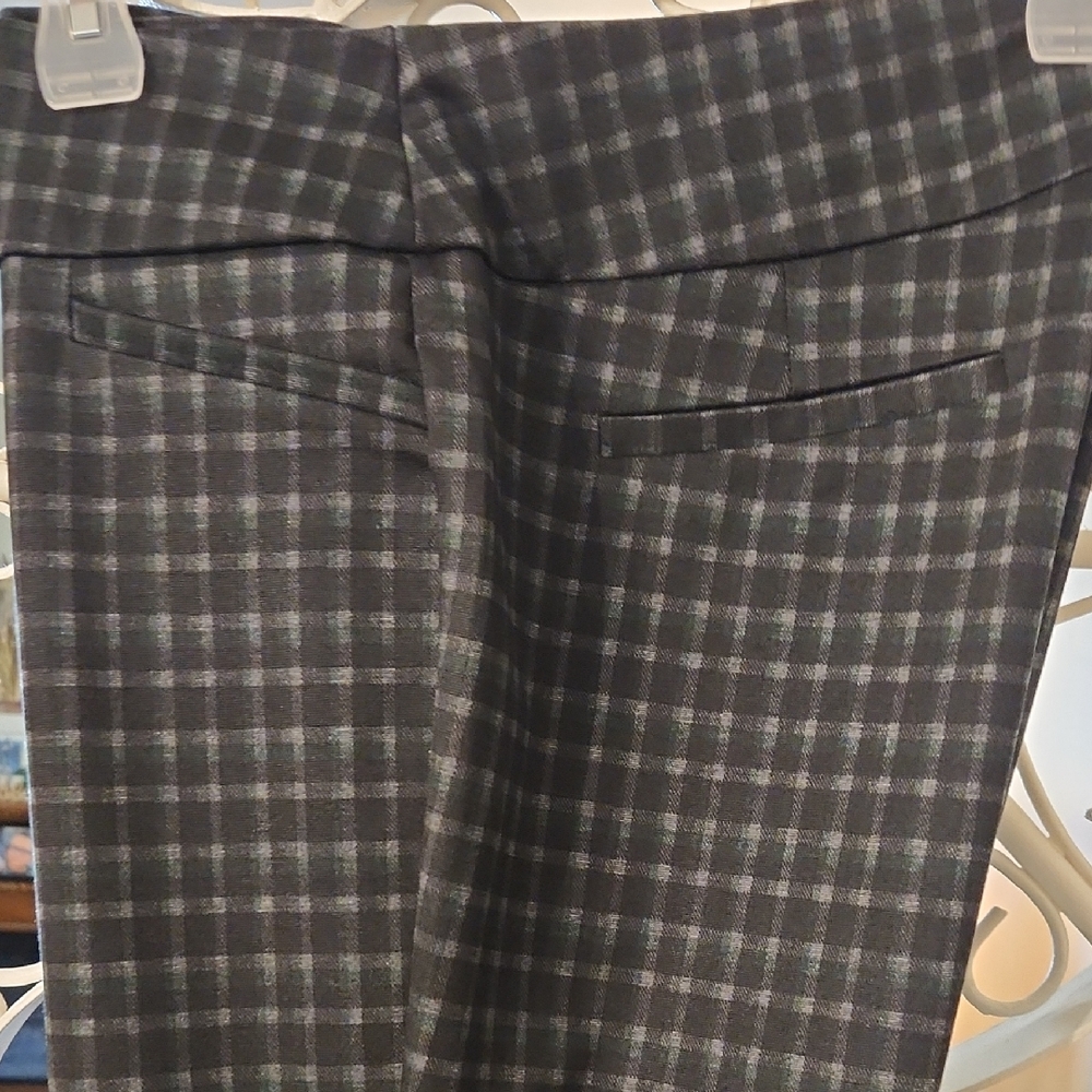 New York & Company Black Checkered Straight Leg Pants